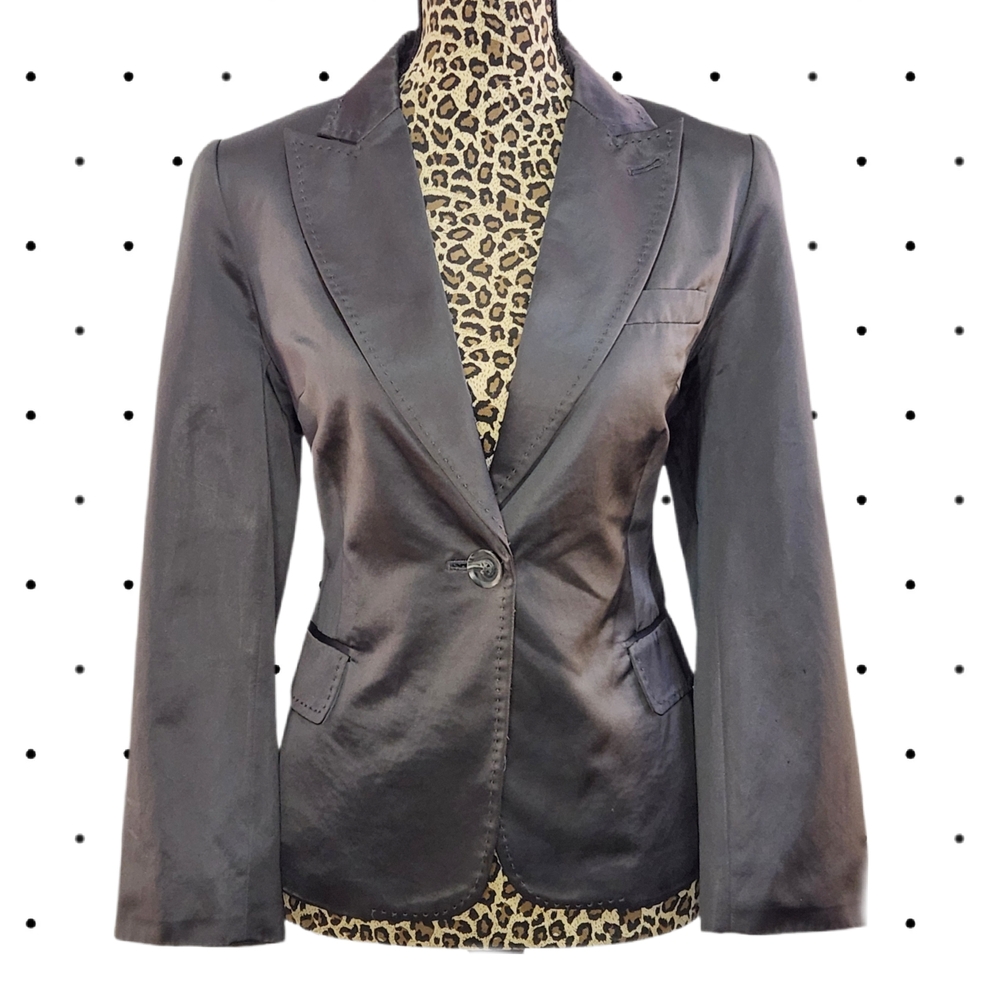 VINTAGE Victor Alfaro Sleek Charcoal Satin Blazer (12P)